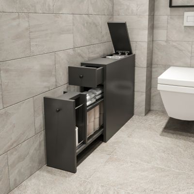 ШКАФ ЗА БАНЯ ВЪГЛЕНО СИВ МЕЛАМИН 19x60x55Hcm.HM9424.01