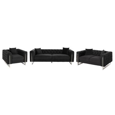 LIVING ROOM COMBO t.CHESTERFIELD MOBAR HM11935.04 BLACK VELVET-METAL LEGS