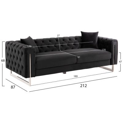 LIVING ROOM COMBO t.CHESTERFIELD MOBAR HM11935.04 BLACK VELVET-METAL LEGS