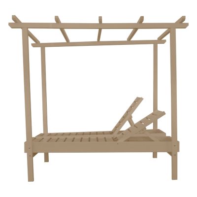 DECKCHAIR MYKONOS PROFESSIONAL WOODEN IN BEIGE COLOR DOUBLE WITH CANOPY 205x167x212Hcm.HM5428.02