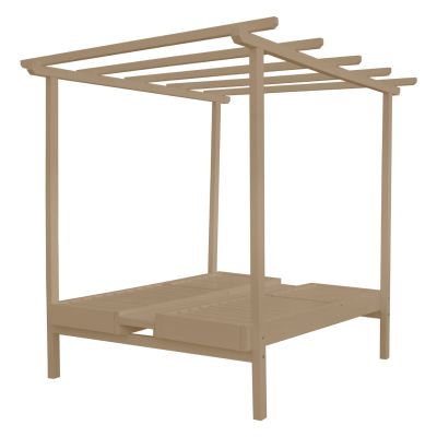 DECKCHAIR MYKONOS PROFESSIONAL WOODEN IN BEIGE COLOR DOUBLE WITH CANOPY 205x167x212Hcm.HM5428.02