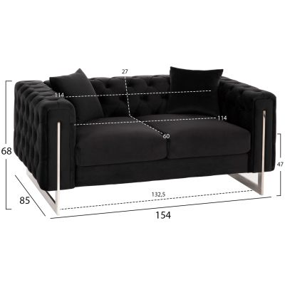 LIVING ROOM COMBO t.CHESTERFIELD MOBAR HM11935.04 BLACK VELVET-METAL LEGS