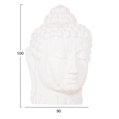 FLOOR DECORATION BUDDHA HEAD HM4385.02 PLASTER IN WHITE 90x90x100Hcm.