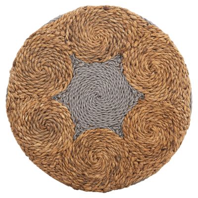 ГРЕДА ЗА ТАБУРЕТКА HM7826 ТИКОВО ДЪРВО И МОРСКА ТРЕВА В ЕСТЕСТВЕНО И СИВО Φ43x45Hcm.