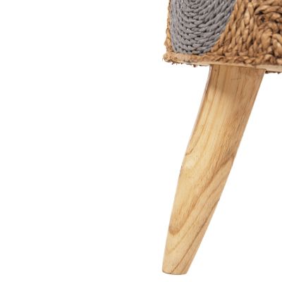 ГРЕДА ЗА ТАБУРЕТКА HM7826 ТИКОВО ДЪРВО И МОРСКА ТРЕВА В ЕСТЕСТВЕНО И СИВО Φ43x45Hcm.