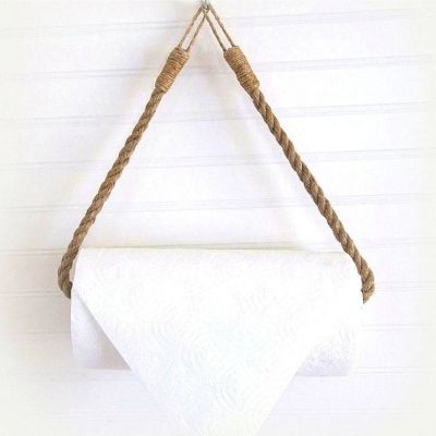 PAPER HANGER FROM ROPE WITH METAL BASE HM9072 12x45x3 cm.