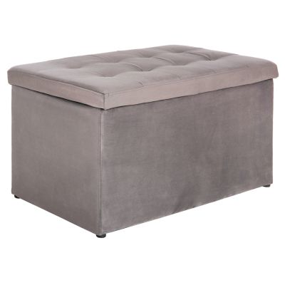 STOOL WITH STORAGE SPACE PUNK HM279.11 GREY VELVET 90x50x50Hcm.