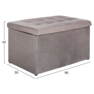 STOOL WITH STORAGE SPACE PUNK HM279.11 GREY VELVET 90x50x50Hcm.