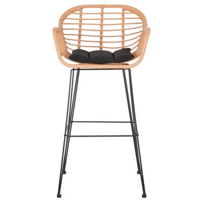 BAR STOOL (HIGH SEAT) ALLEGRA HM5640.11 P.E.RATTAN IN BEIGE-BLACK METAL 54x55x108Hcm.