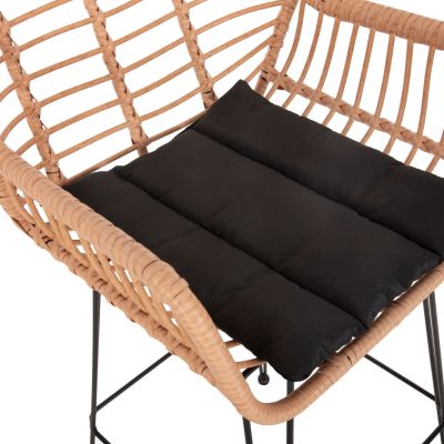 BAR STOOL (HIGH SEAT) ALLEGRA HM5640.11 P.E.RATTAN IN BEIGE-BLACK METAL 54x55x108Hcm.