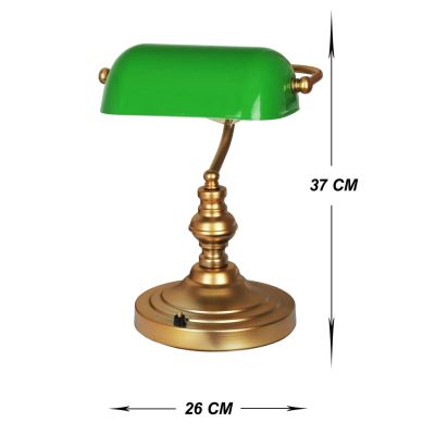 TABLE LAMP HM7667.01, METAL GOLD, GREEN CAP, Φ26x37