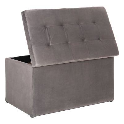 STOOL WITH STORAGE SPACE PUNK HM279.11 GREY VELVET 90x50x50Hcm.