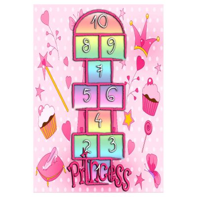 SERIES KIDDER HM7678.09 80Χ150cm, pink carpet with hopscotch game, fringes