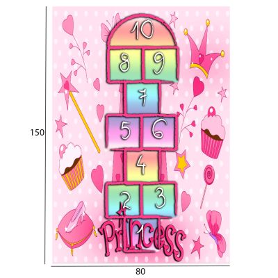 SERIES KIDDER HM7678.09 80Χ150cm, pink carpet with hopscotch game, fringes