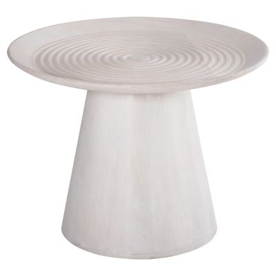ПОМОЩНА МАСА КРЪГЛА ROSS HM9708 МАНГОВО ДЪРВО МАСИВ В БЯЛО Φ45x48Hcm.