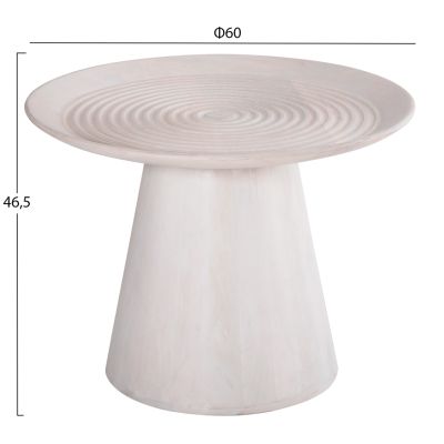ПОМОЩНА МАСА КРЪГЛА ROSS HM9708 МАНГОВО ДЪРВО МАСИВ В БЯЛО Φ45x48Hcm.