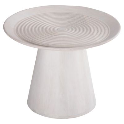 ПОМОЩНА МАСА КРЪГЛА ROSS HM9708 МАНГОВО ДЪРВО МАСИВ В БЯЛО Φ45x48Hcm.