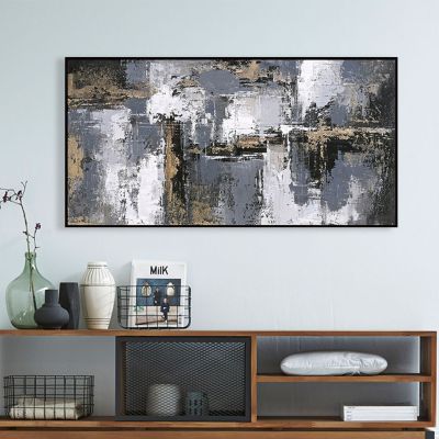 WALL PAINTING SEDIMENT HM4576 BLACK PS FRAME-CANVAS 142x4.5x72Hcm.