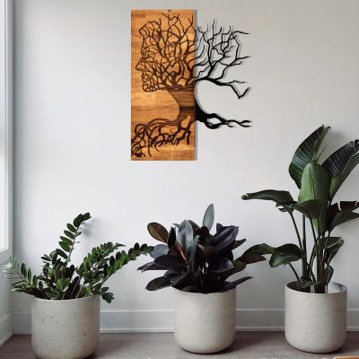 WALL DECORATION HM4804-METAL IN BLACK-WOOD 45x3(thickness)x58Hcm.