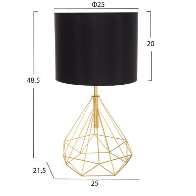 TABLE LAMP GEILO HM7416.12 METAL IN GOLD--BLACK PVC CAP Φ25x48.5Hcm.