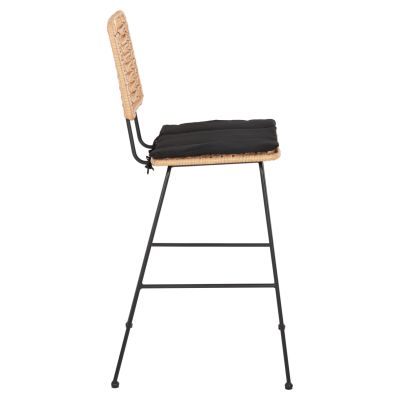 BAR STOOL ALLEGRA HM5455.11 METAL&CUSHION BLACK-WICKER BEIGE 56x59x116.5Hcm.