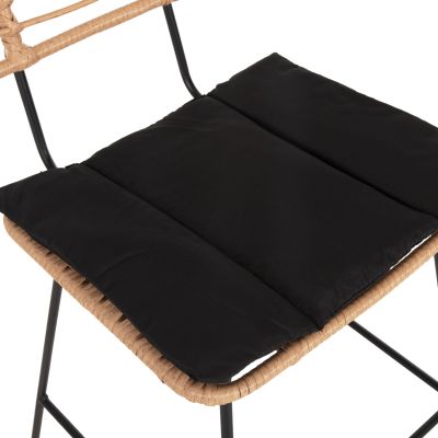 BAR STOOL ALLEGRA HM5455.11 METAL&CUSHION BLACK-WICKER BEIGE 56x59x116.5Hcm.