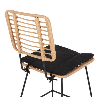 BAR STOOL ALLEGRA HM5455.11 METAL&CUSHION BLACK-WICKER BEIGE 56x59x116.5Hcm.