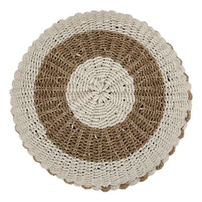 STOOL POUF SARONI HM7851.01 SEAGRASS IN NATURAL-WHITE COLOR Φ60x35Hcm.