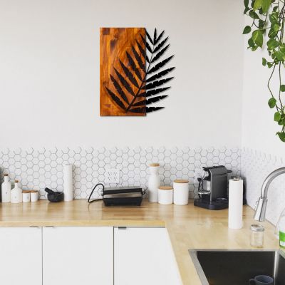 WOODEN WALL DECORATION WITH METALLIC LEAF 50X58 HM7225