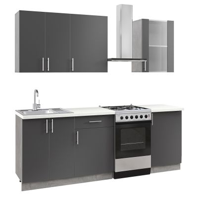 КУХНЯ КОМБО АНТРАЦИТ МЕЛАМИН БЯЛ HPL ПЛОТ 160x47x84,8Hcm.HM2468.01