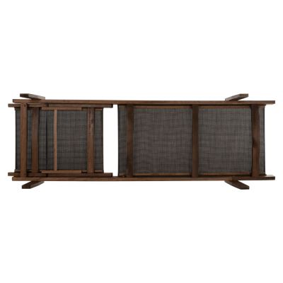 SUNBED PROFESSIONAL CRETA BEECH WOOD IN WALNUT COLOR & BROWN TEXTILENE 200x61-66x31-91Hcm.HM10356.04