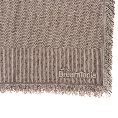 SOFA COVER-THROW WITH FRINGES DREAMTOPIA HM12164.01 IN BROWN COLOR 178X178cm.