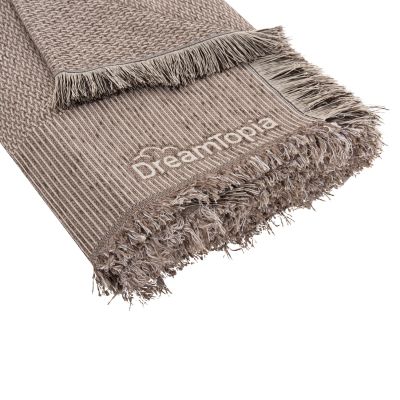 SOFA COVER-THROW WITH FRINGES DREAMTOPIA HM12164.01 IN BROWN COLOR 178X178cm.