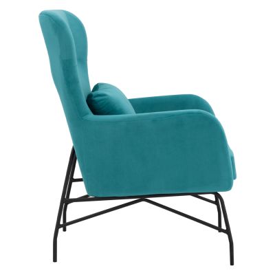 Фотьойл Velvet Turquoise с метален черен крак HM8721.08 67x80x102 см.