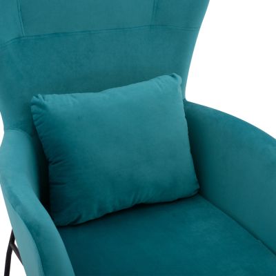 Фотьойл Velvet Turquoise с метален черен крак HM8721.08 67x80x102 см.