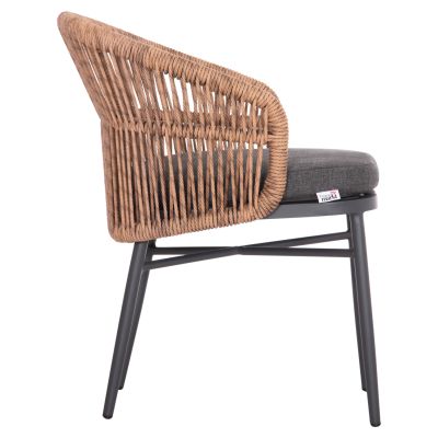 ALUMINUM DINING CHAIR ORIN HM6265.01 DARK GREY FRAME-P.E. RATTAN IN NATURAL 58x61x75Hcm.