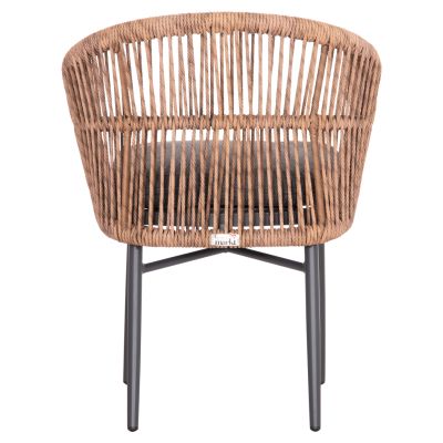 ALUMINUM DINING CHAIR ORIN HM6265.01 DARK GREY FRAME-P.E. RATTAN IN NATURAL 58x61x75Hcm.