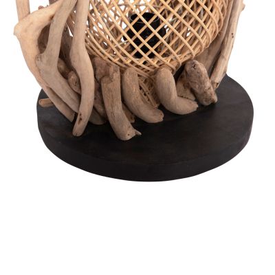 DECORATIVE TABLE LAMP ASHIN HM4438 DRIFTWOOD & RATTAN 30x30x49Hcm.