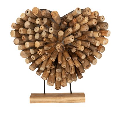TABLE DECORATION SHINZO HM7910 HEART SHAPE TEAK BRANCH WOOD IN NATURAL COLOR 53x5x51Hcm.cm.