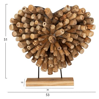 TABLE DECORATION SHINZO HM7910 HEART SHAPE TEAK BRANCH WOOD IN NATURAL COLOR 53x5x51Hcm.cm.