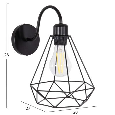 WALL SCONCE MILID HM4468 METAL IN BLACK 20x27x28Hcm.