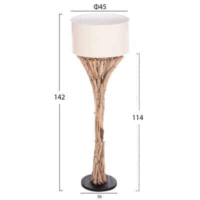DECORATIVE FLOOR STANDING LAMP ALTAR HM4433 DRIFTWOOD--WHITE PVC CAP Φ45x142Hcm.