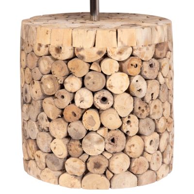 TABLE LAMP ROUND TWIGGY HM4427 DRIFTWOOD & BEIGE CAP Φ24.5x45Hcm.