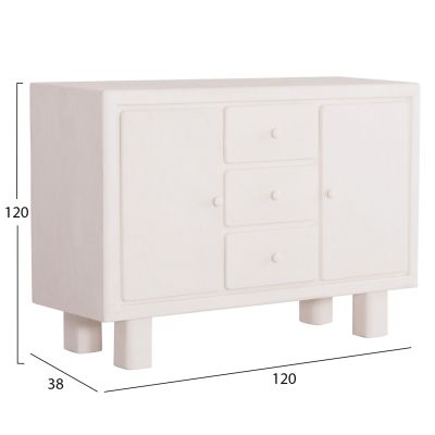 BUFFET SERIES SANTORINI HM18048 MDF IN OFF-WHITE COLOR-3 DRAWERS & 2 DOORS 120x38x80Hcm.
