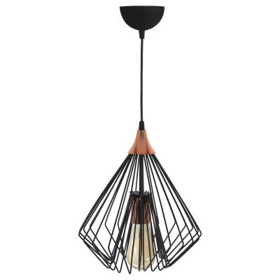 CEILING PENDANT BLACK METAL RODS DIAMOND-SHAPED Φ28x60Hcm.HM7683.01
