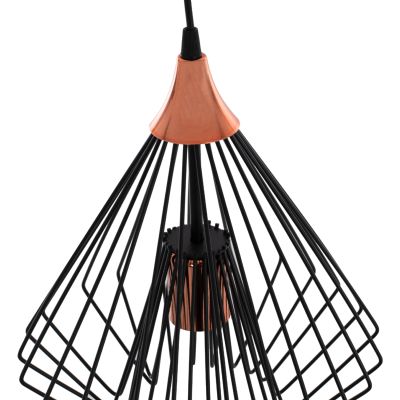 CEILING PENDANT BLACK METAL RODS DIAMOND-SHAPED Φ28x60Hcm.HM7683.01