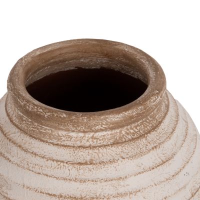 DECORATIVE FLOOR VASE PYDNA HM7932 TERRACOTTA IN ANTIQUE WHITE-BEIGE COLOR Φ28x35Hcm.