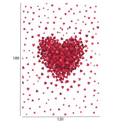 HM7679.08 120Χ180cm, white carpet with red hearts. fringes