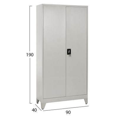 WARDROBE METALLIC WITH LEGS CLOD HM11981 2-LEAF WITH DIVIDER- LIGHT GREY 90Χ40Χ190Hcm.