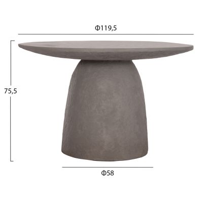 DINING TABLE ROUND SEPPO HM18154.03 FIBER CEMENT IN GREY--Φ119,5x75,5Hcm.